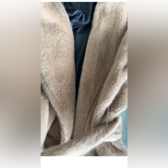 ZARA Faux Fur Teddy Tie Waist Coat Camel Small - Picture 6 of 16